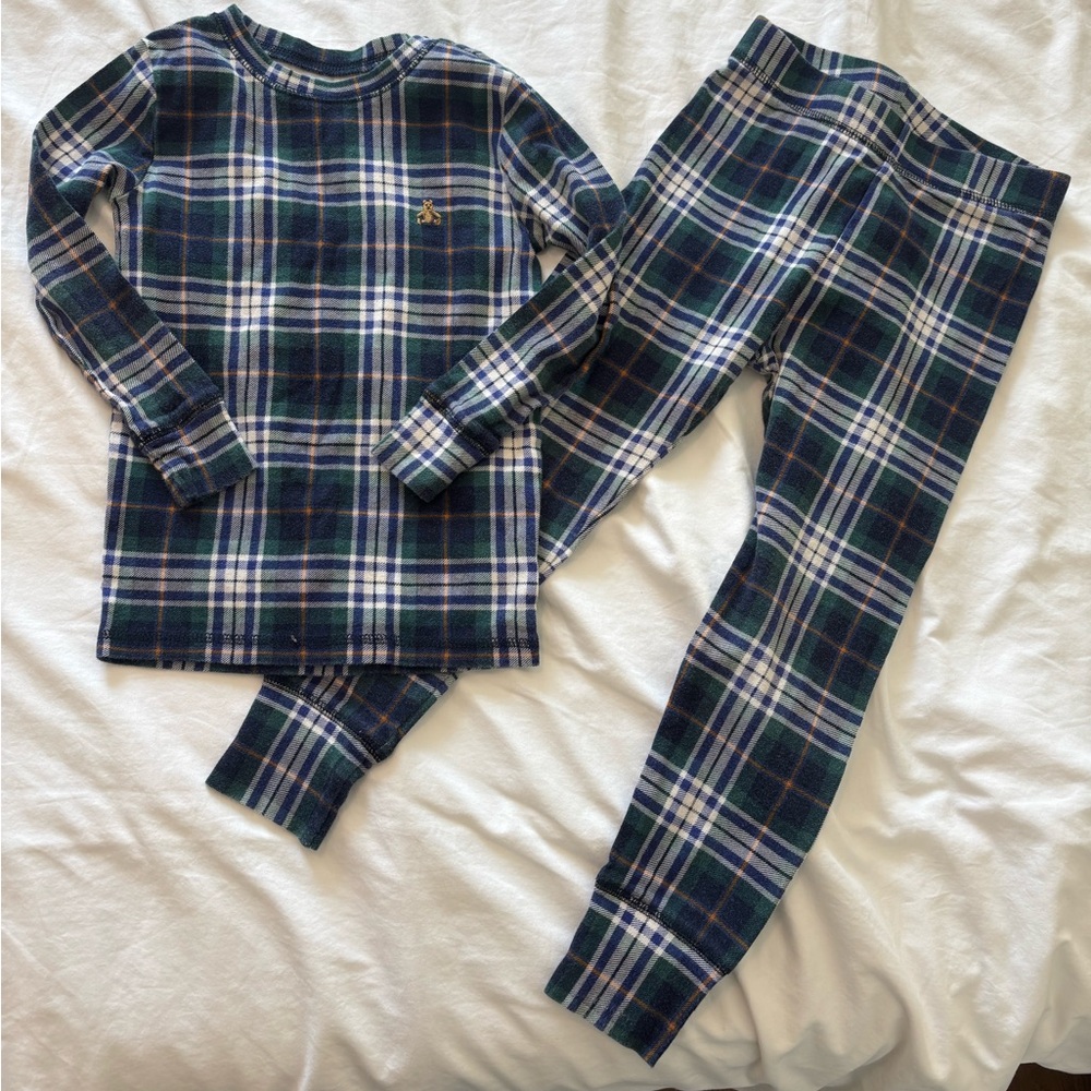 GAP Navy Green Plaid Kids Pajama Set